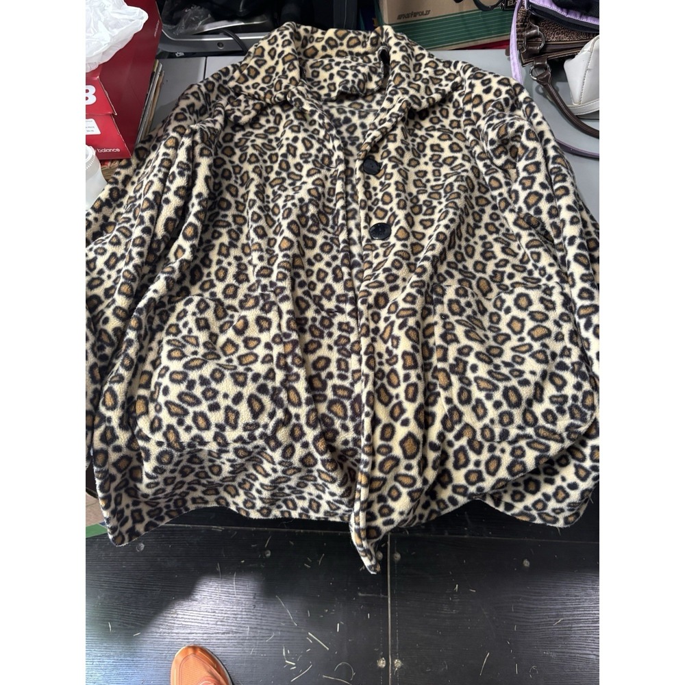 Vintage‎ Roamans Leopard Fleece Jacket Sz Large